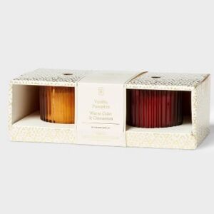 THRESHOLD NWT 2pc candle gift set -pumpkin vanilla & warm cider & cinnamon -4oz